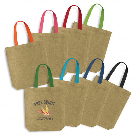 Thera Jute Tote Bag - Coloured Handles - Unbranded (Plain)