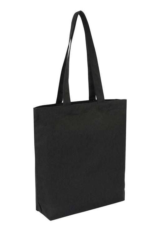 Cotton Bag - Tote Black With Bottom Only